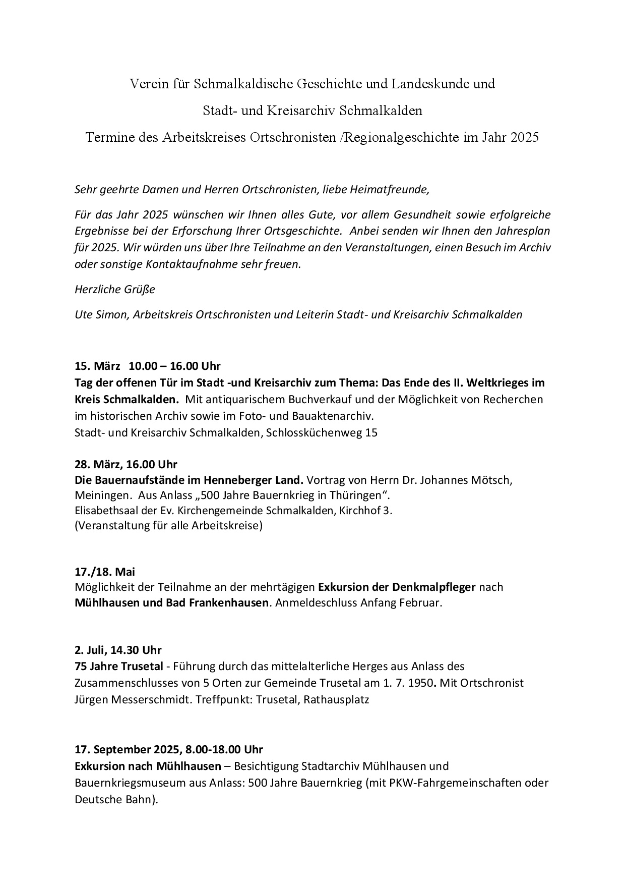 Termin Archiv und Chronisten 2025 S1